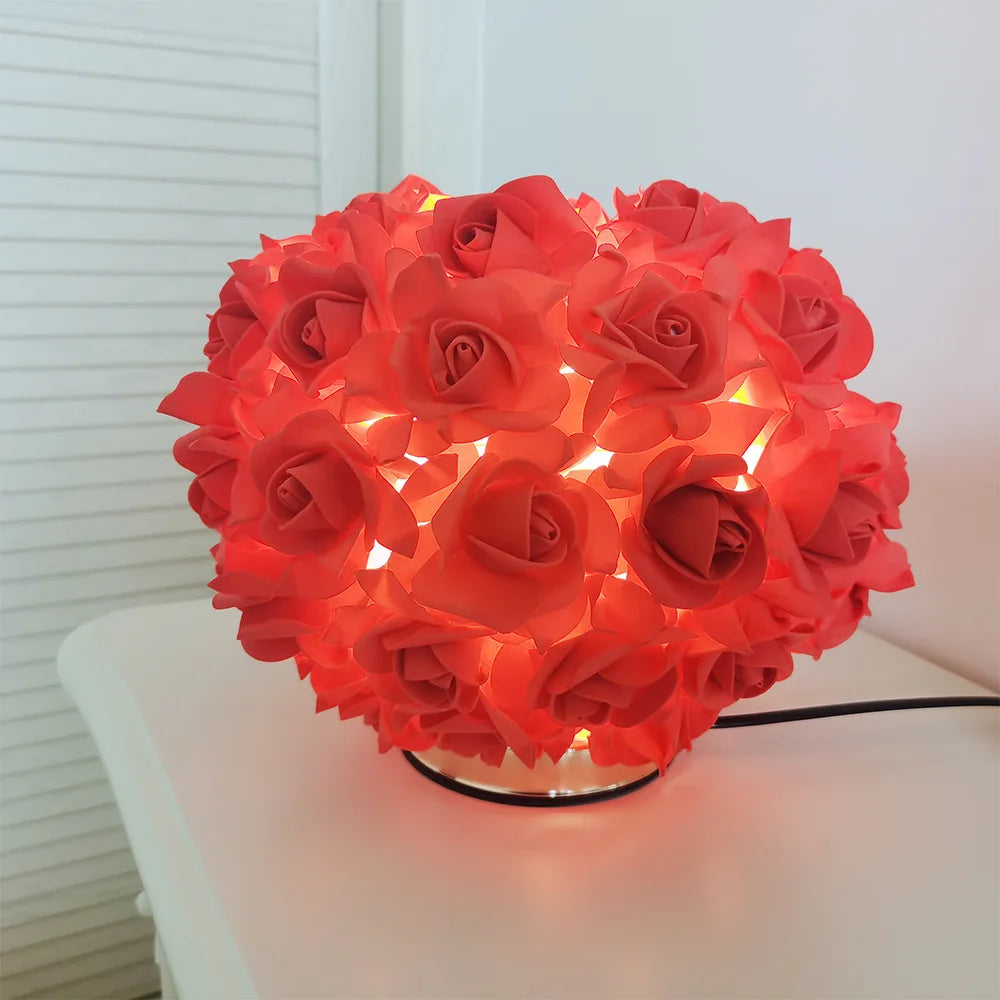 Creative Rose LED Night Light Bulb Pink Red Ambient Light Decoration Table Lamp Desk Light LED Bulb Bedside Night Light
