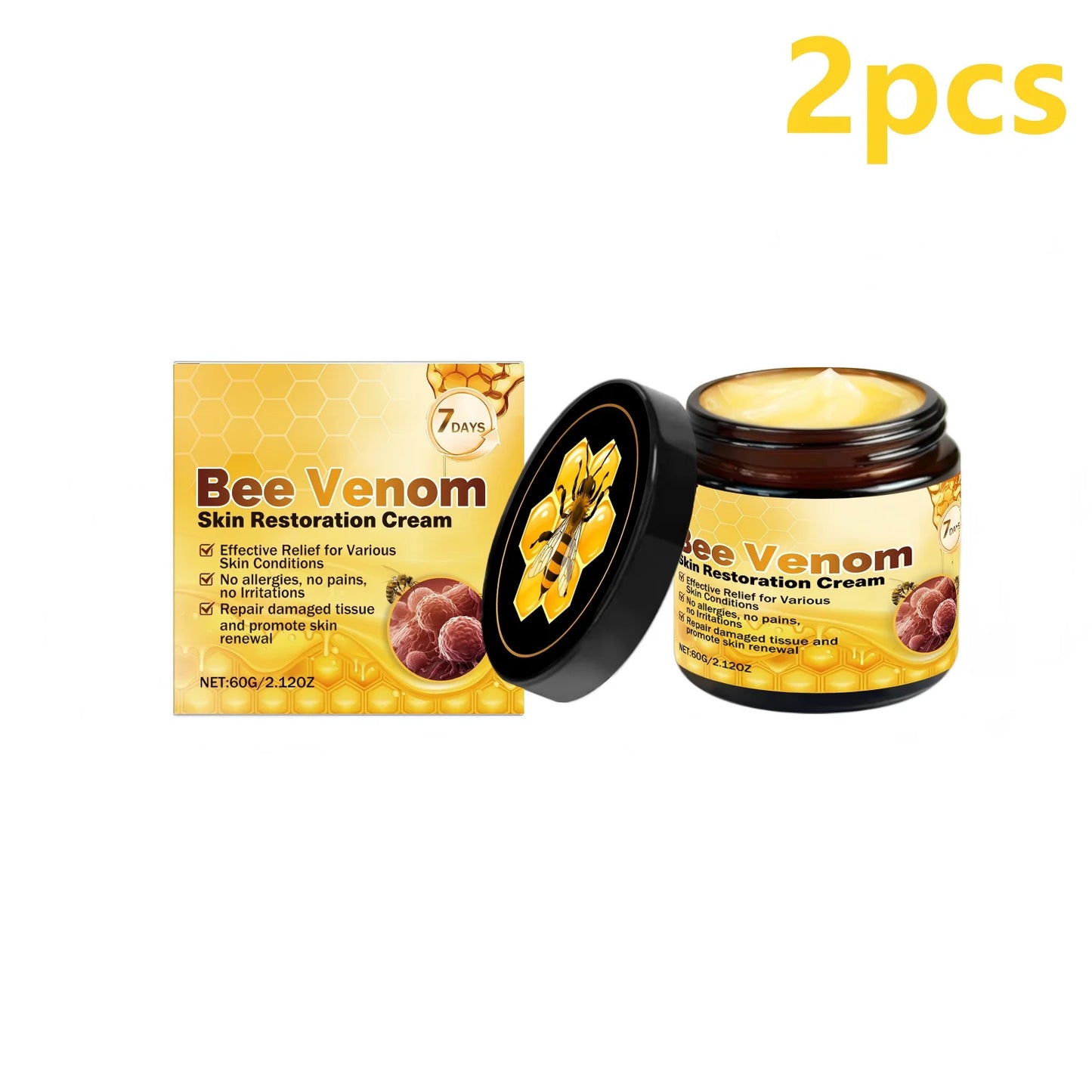 Bee Venom Cream for Sensitive Skin Care - Skin Barrier Repair Treatment Reduce Redness & Blemishes Skin Renewal Moisturizer 60g