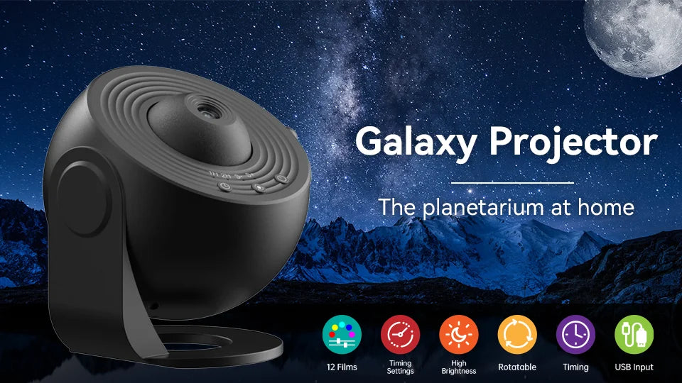 2026 New Decoration Gift for Kids 360° Rotate Galaxy Starry Sky Projector Night Light Planetarium Lamp for Bedroom Holiday Joy