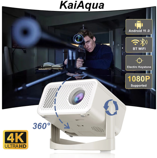 KaiAqua Projector HT23 PLUS 4K Android 11 Dual Wifi6 260ANSI Allwinner H713 BT5.0 1080P 1280*720P Home Cinema Outdoor Projetor