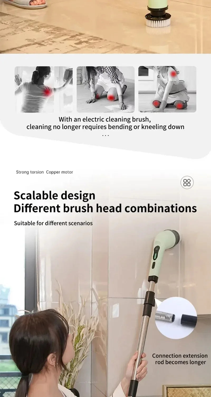 Cordless Electric Spin Cleaner Brush for Stubborn Stains and Mold Removal in Bathroom Kitchen Household