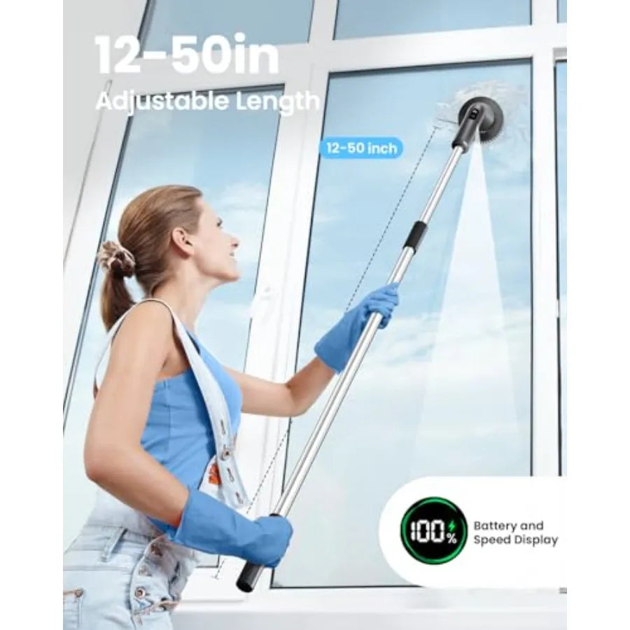 Electric Spin Scrubber 2026 Upgraded Cordless Cleaning Brush Bathroom Scrubber IPX7 Waterproof Electric Scrubber with 7 Brush H