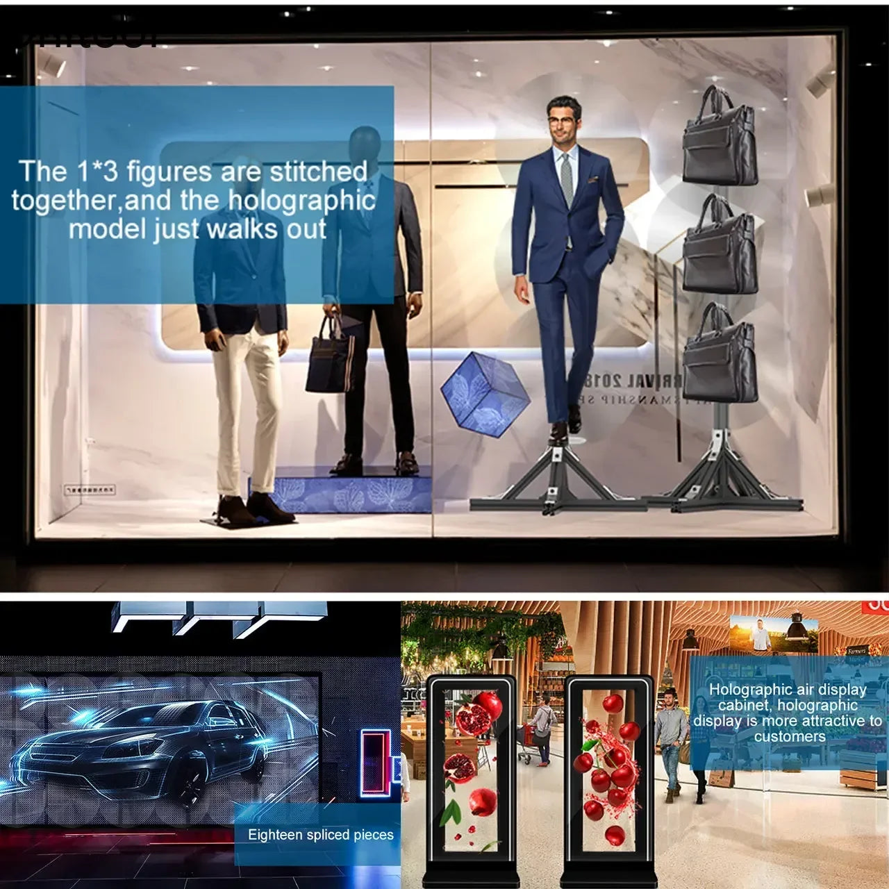 42-56cm 3D Holographic Projection Wifi Led Logo Holographic Light Player 3D Fan Holographic Advertising Lights