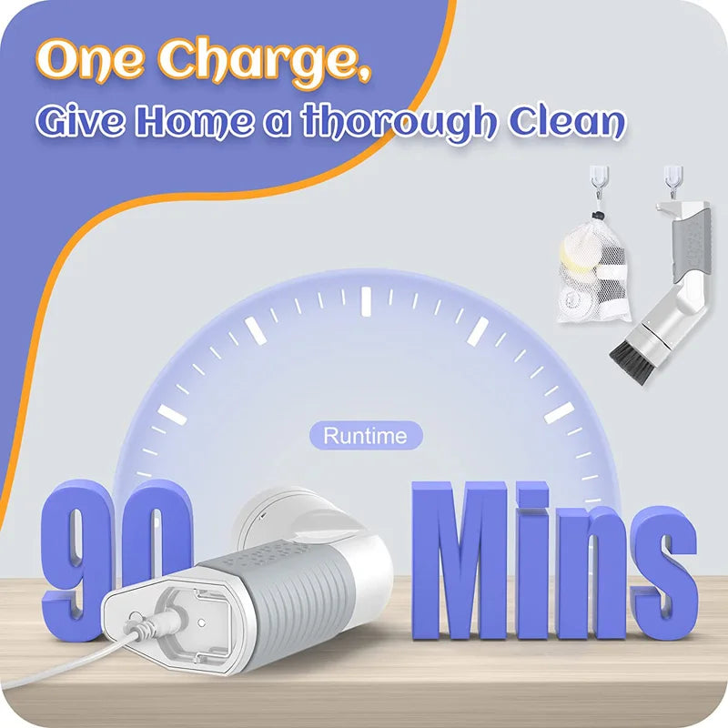 Zai Xiao Electric Spin Scrubber Wireless Power Scrubber Cleaning Brush with 4 Brush Heads for Bathroom Shower Bathtub Kitchen St