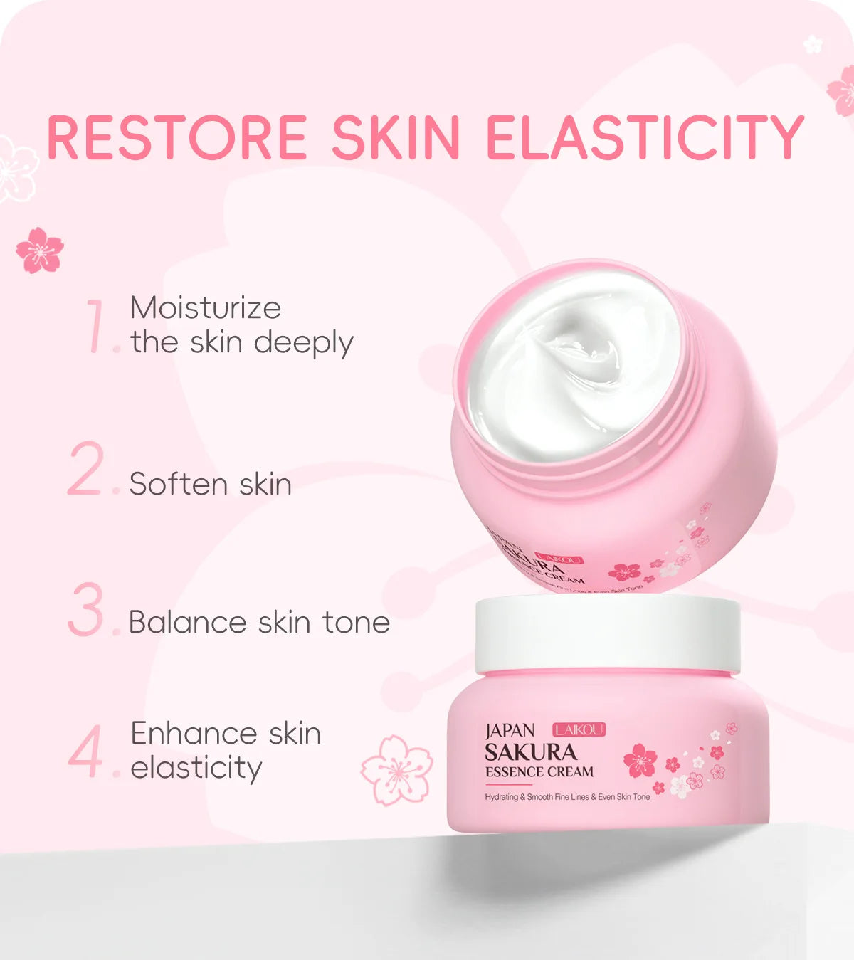 LAIKOU Sakura Hydrating Cream Moisturizer Whitening Nourishing Oil Control Moisturizing Repairing Deep Hydration Winter Skincare