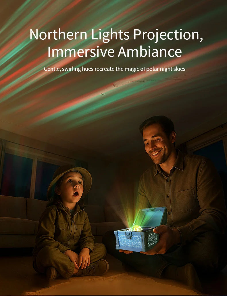 Treasure Chest Projector Night Light Bluetooth Speaker Galaxy Aurora Projection Lamp Ambient Northern Light For Room Decoration