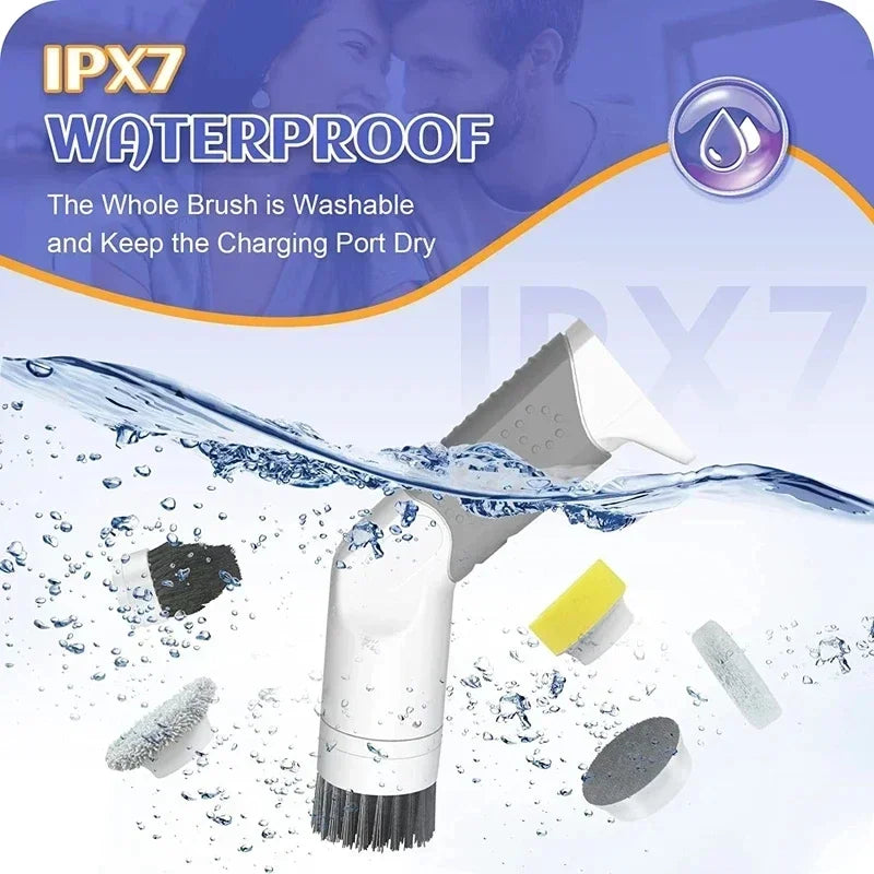 Zai Xiao Electric Spin Scrubber Wireless Power Scrubber Cleaning Brush with 4 Brush Heads for Bathroom Shower Bathtub Kitchen St