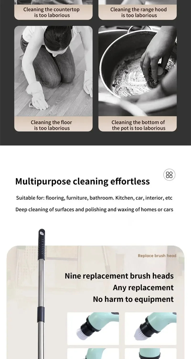 Cordless Electric Spin Cleaner Brush for Stubborn Stains and Mold Removal in Bathroom Kitchen Household