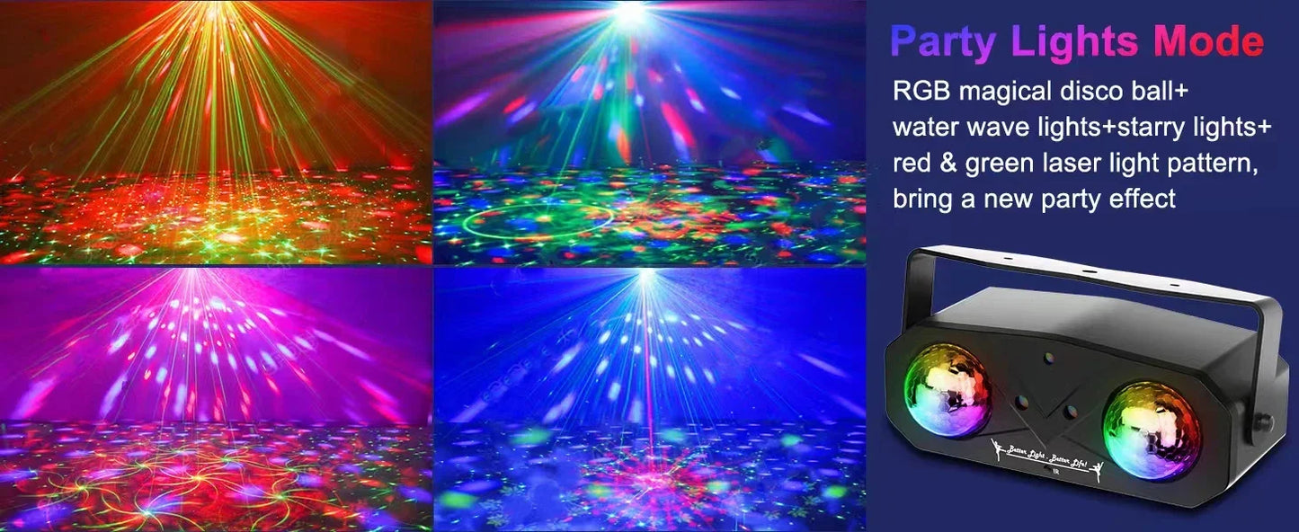Party Light Disco Ball Light Dj Light Disco Light Ocean Light Star Light Projector Dance Light Sound Activated with Remote Contr