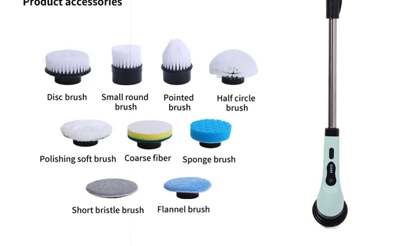 9-in-1 Electric Spin Scrubber - Cordless Shower Brush with Adjustable Handle & Replaceable Heads, Bathroom Tile Scrubber