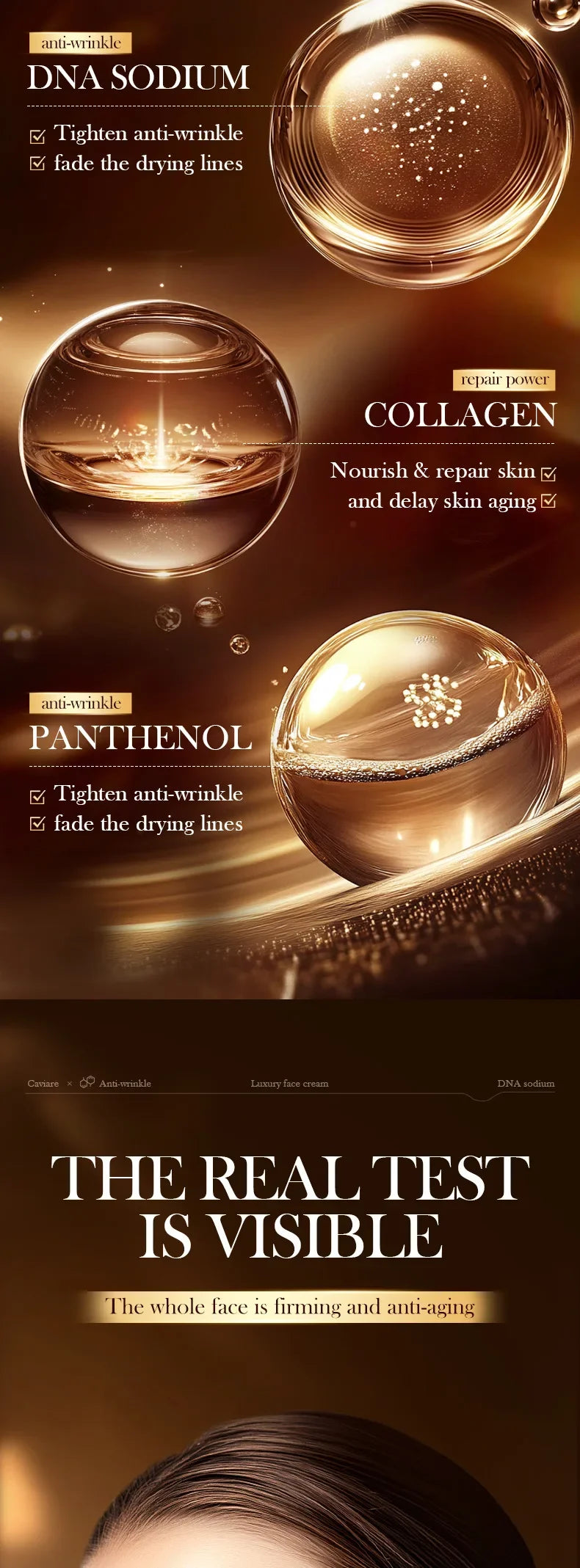 Face Cream Collagen Pearl Firming Lift Fade Fine Lines Caviar Moisturizing Smooth Brighten Korean Skin Care Product