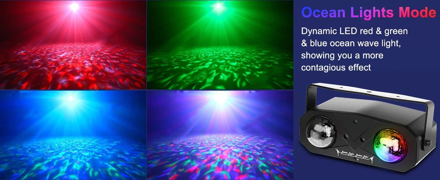 Party Light Disco Ball Light Dj Light Disco Light Ocean Light Star Light Projector Dance Light Sound Activated with Remote Contr