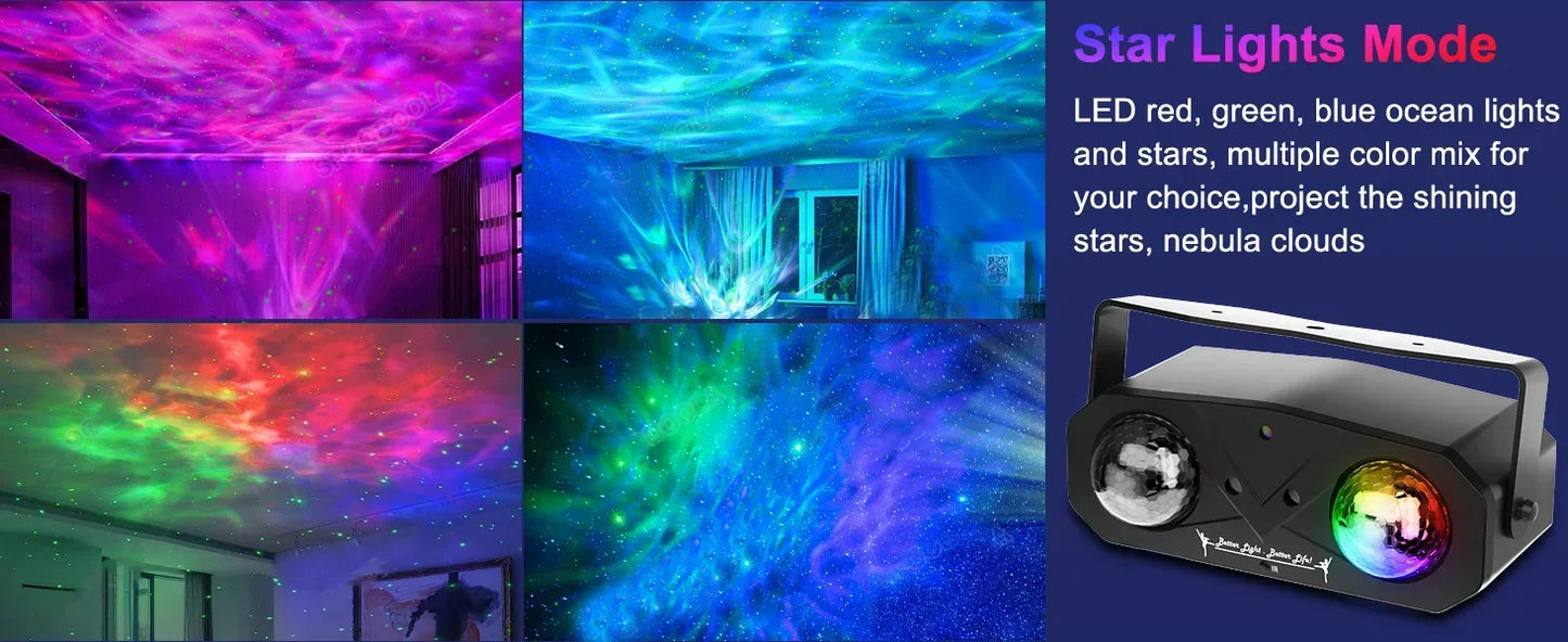 Party Light Disco Ball Light Dj Light Disco Light Ocean Light Star Light Projector Dance Light Sound Activated with Remote Contr