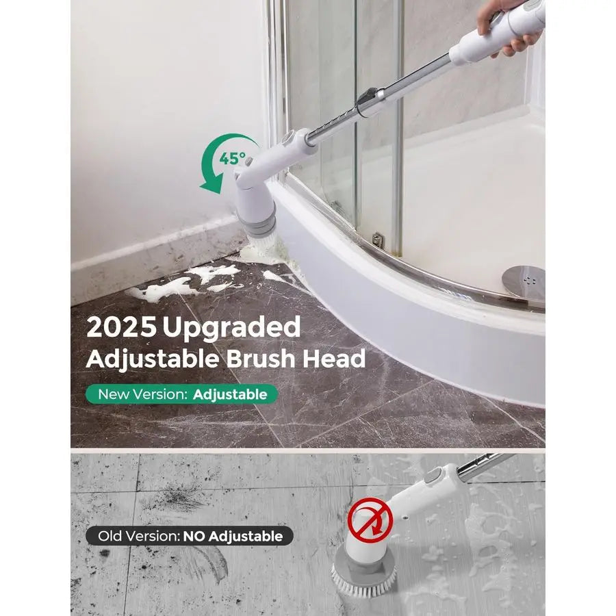 Electric Spin Scrubber Kh8, Upgrade Cordless Shower Scrubber 8 Replacement Head, 1.5H Bathroom Scrubber Dual Speed, Shower Clean