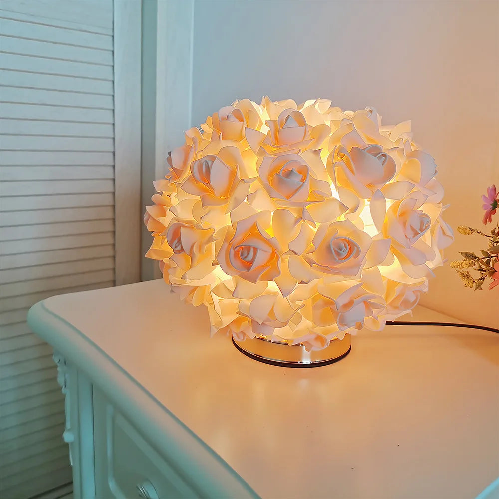 Creative Rose LED Night Light Bulb Pink Red Ambient Light Decoration Table Lamp Desk Light LED Bulb Bedside Night Light