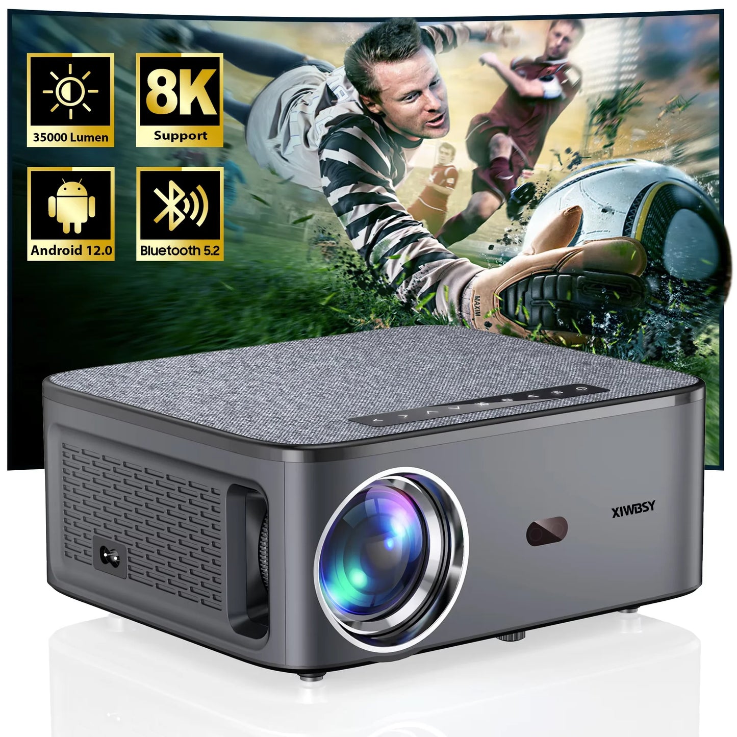 XIWBSY 2025 New T08 Projector 35000Lumens Moive Daylight Projector Android 12.0 Smart Proyector 8K Decode AutoFocus Projector