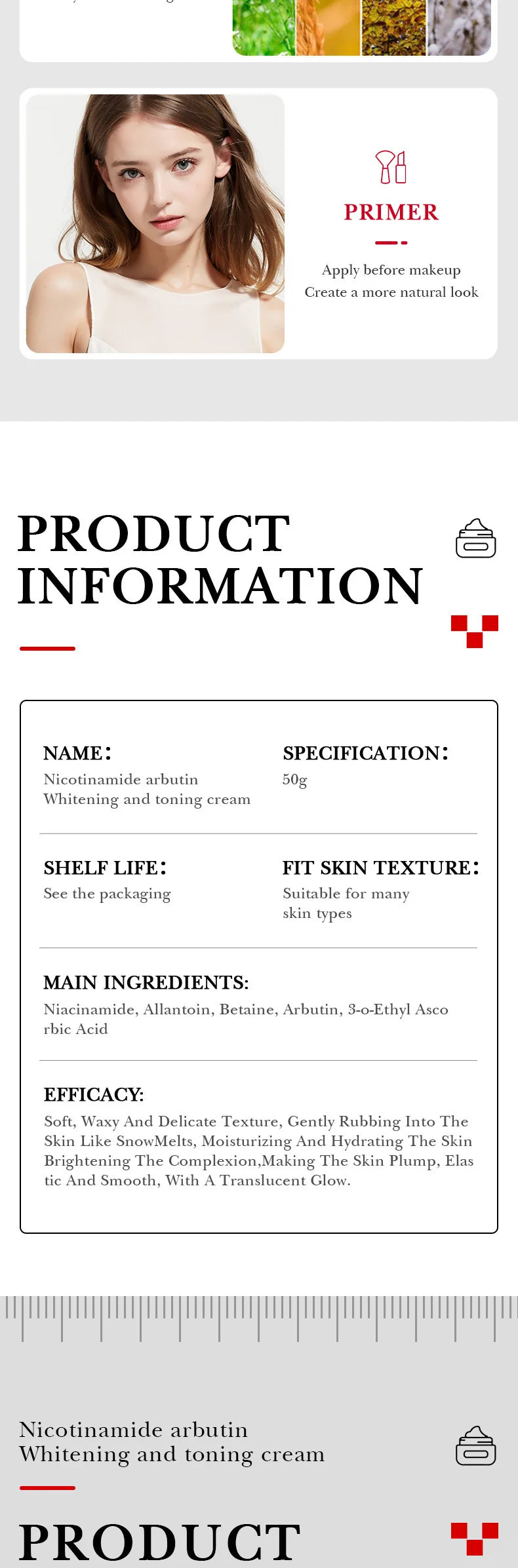 Face Care Nicotinamide Arbutin Whitening Cream Lightening Stain Whiten Cream Fade Dark Spot Face Cream Korean Skin Care Products