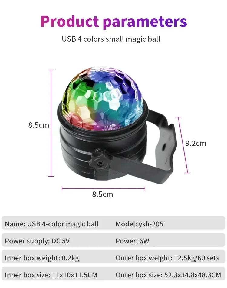 Party Light Disco Ball Light Dj Light Disco Light Ocean Light Star Light Projector Dance Light Sound Activated with Remote Contr