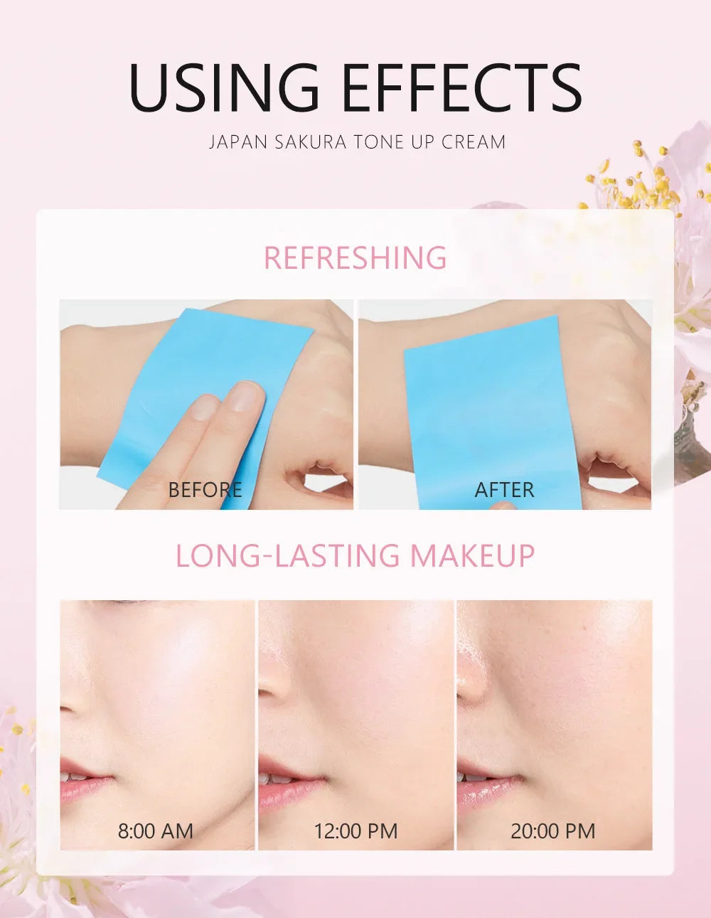 LAIKOU Cherry Blossom Suyan Cream Moisturizing Lazy Face Cream Tone up Brighten Skin Care Products Waterproof Sweatproof 30g