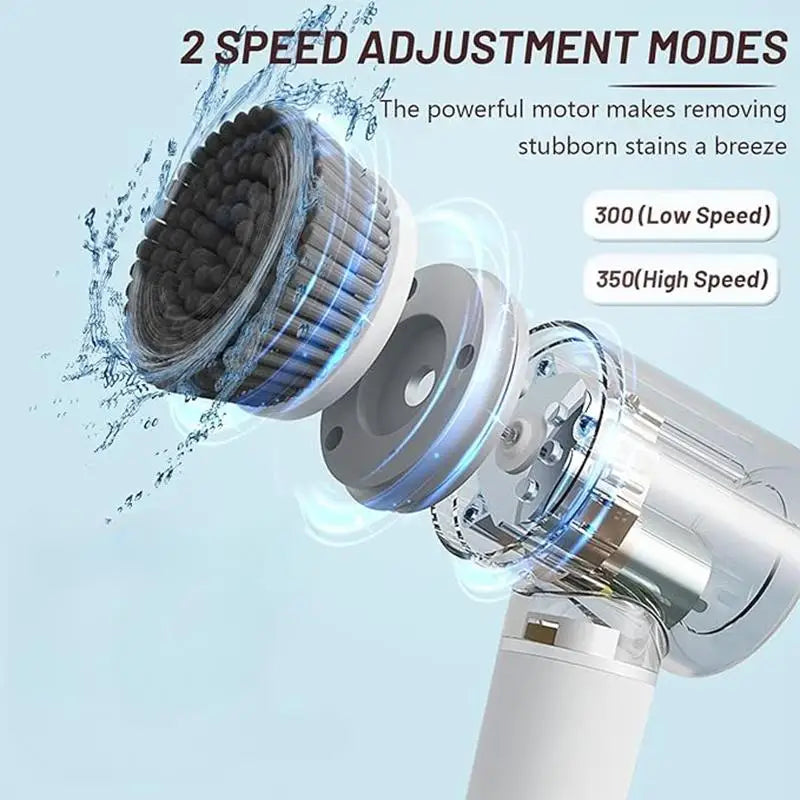 Electric Spin Scrubber,Bathroom Cleaning Brush Power Scrubber with 5 Replaceable Brush Heads, Electric Cleaning Brush