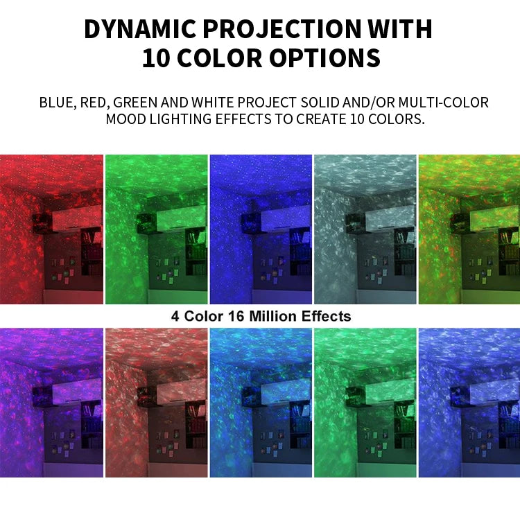 Starry Sky Projector Light LED Night Light Bluetooth Music Player Remote Ocean Wave Galaxy Ambient Light Bedroom Decoration Gift