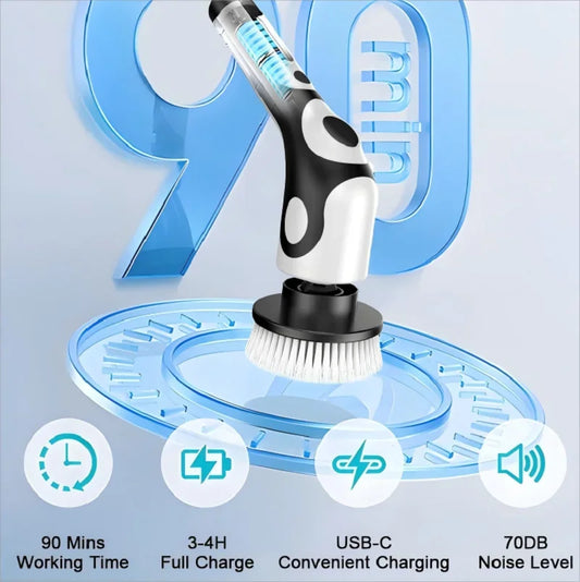 Cordless Rechargeable Electric Scrubber with Voice Control Rotary Cleaning Brush for Multifunctional Kitchen Home Use