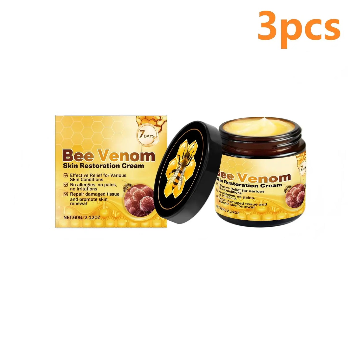 Bee Venom Cream for Sensitive Skin Care - Skin Barrier Repair Treatment Reduce Redness & Blemishes Skin Renewal Moisturizer 60g