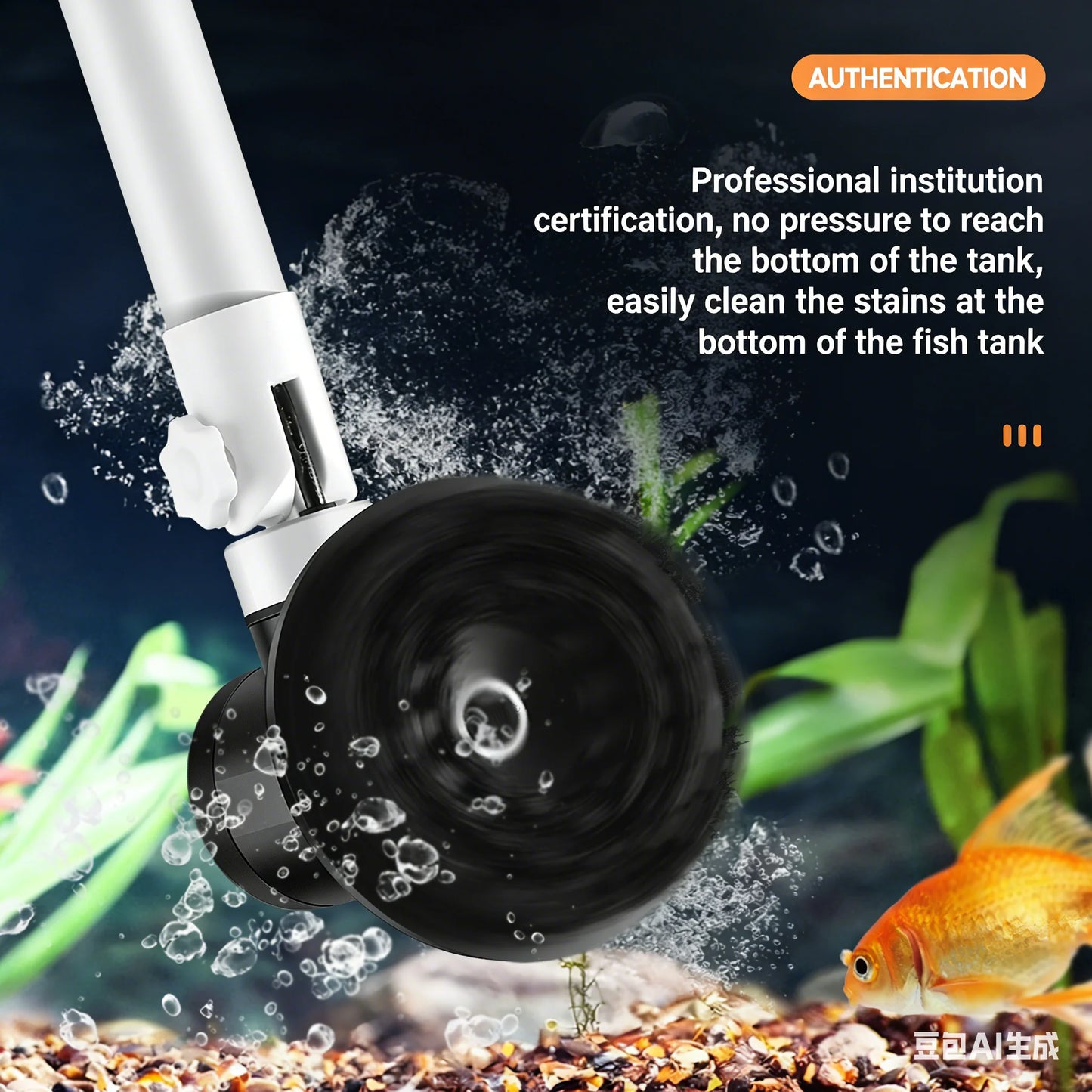 Worthlot Electric Fish Tank Brush Ipx8 Waterproof 48W 136cm Long Handle for Deep Water Work, Powerful Motor, Fish Tank and Aquarium Algae Removal Cleaning Tool