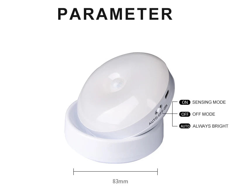 LED Night Light USB Charging Motion Sensor Light Round Energy-saving LED Lamps Sound/Light Control For Corridor Home Bathroom