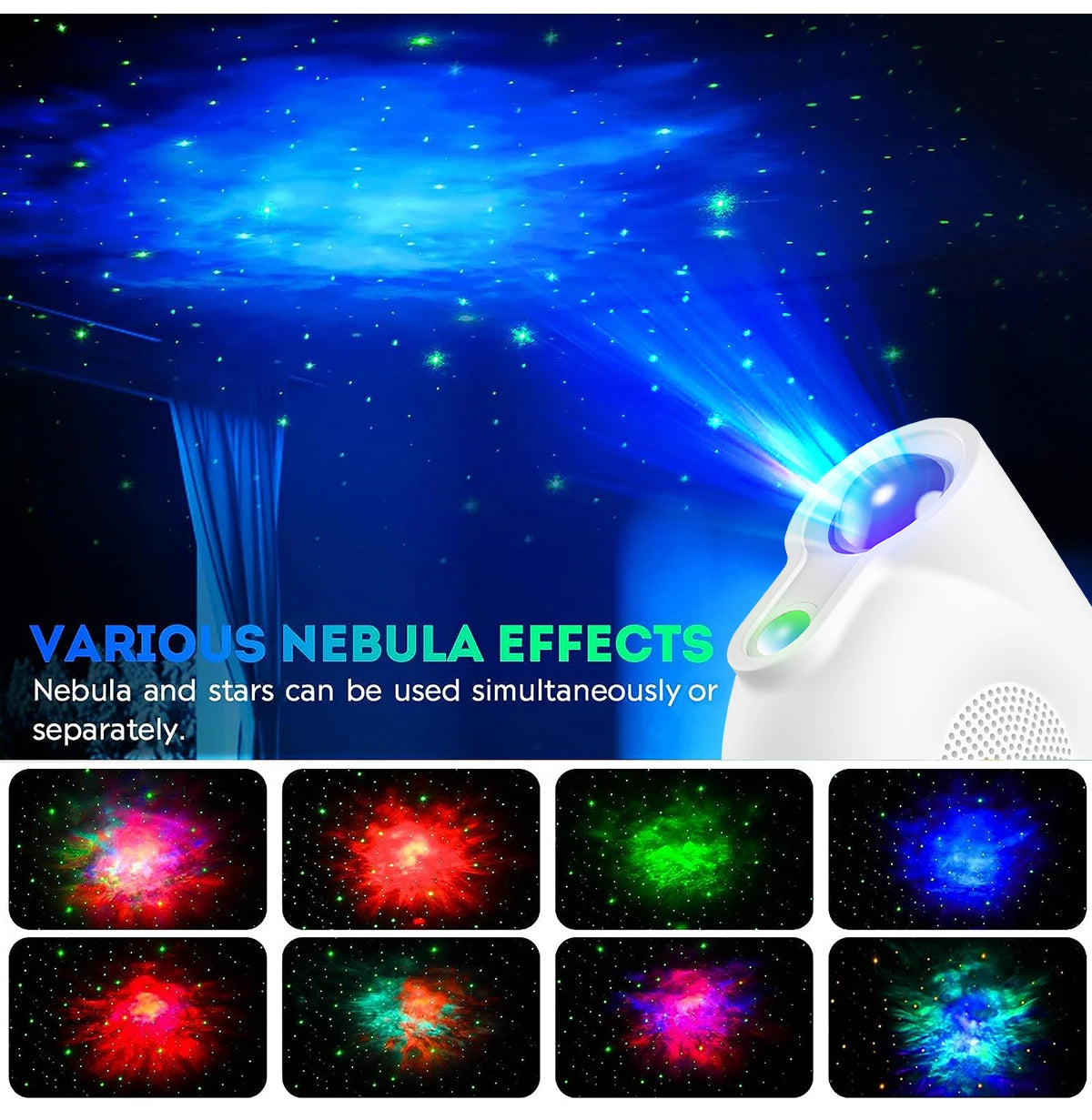 Star Projector Galaxy Projector Night Light Projector for Kids Built in Bluetooth Music Speaker Timer Ideal Gift for Christmas