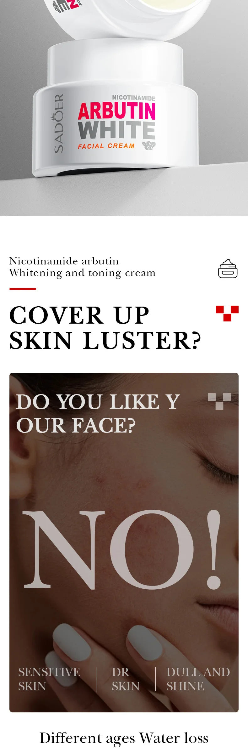 Face Care Nicotinamide Arbutin Whitening Cream Lightening Stain Whiten Cream Fade Dark Spot Face Cream Korean Skin Care Products