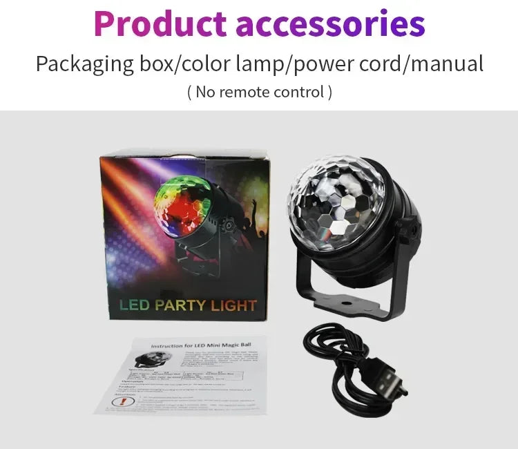 Party Light Disco Ball Light Dj Light Disco Light Ocean Light Star Light Projector Dance Light Sound Activated with Remote Contr