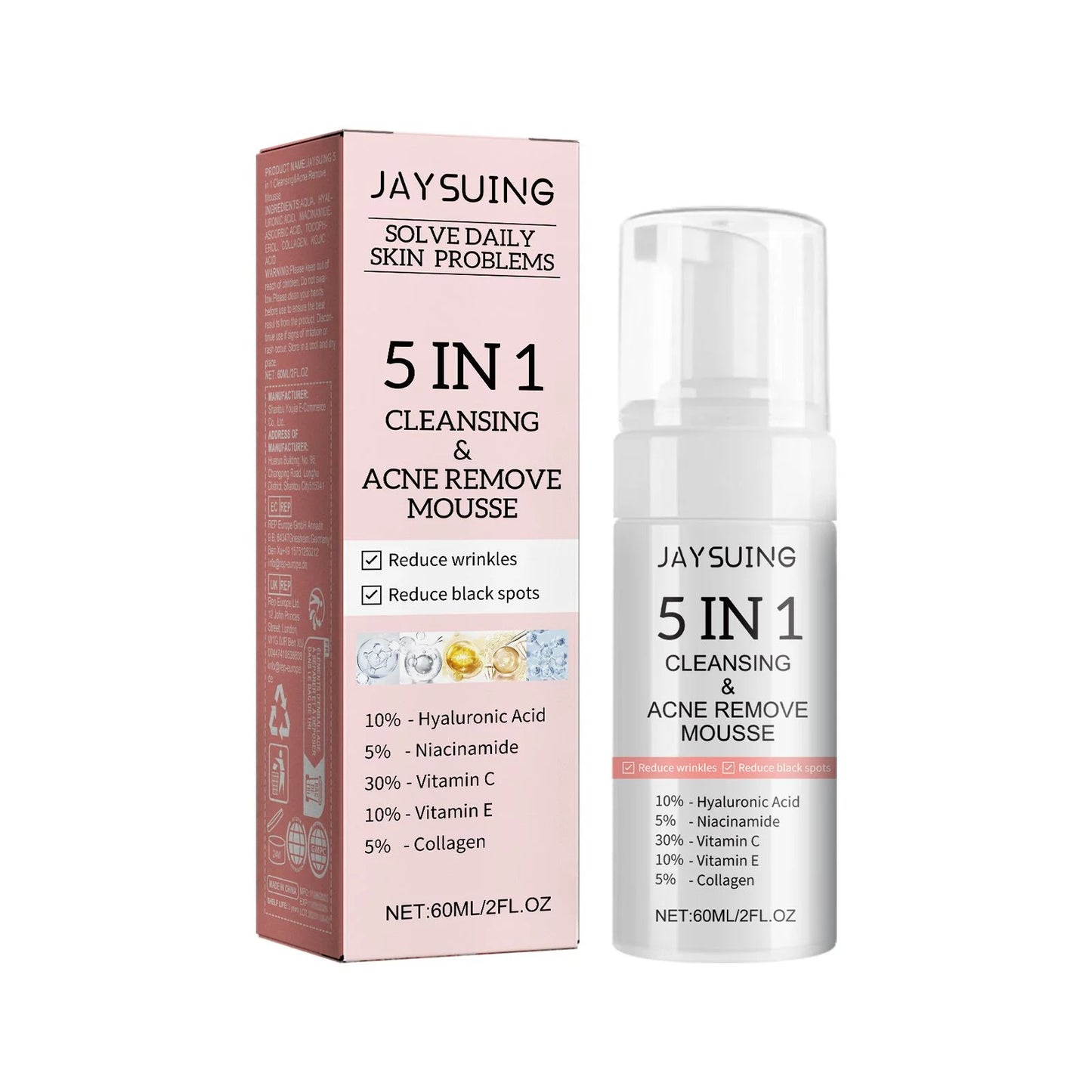 5 In 1 Anti Ag-ing Serum Fade Fine Lines Anti Wrin-kle Agin-g Lifting Tighten Remove Dark Sp-ot Pore Shrinking Whit-ening Cream