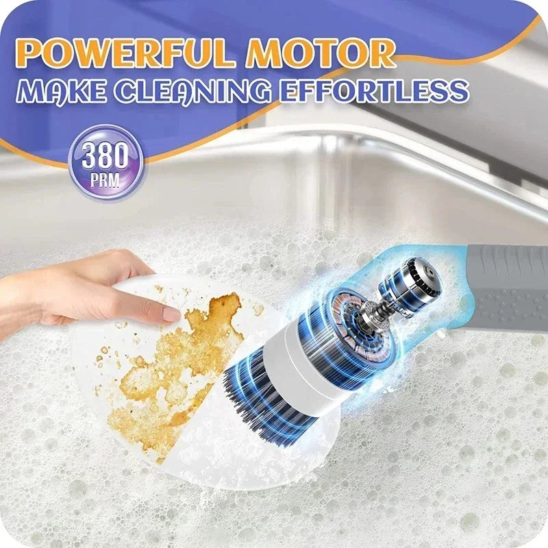 Zai Xiao Electric Spin Scrubber Wireless Power Scrubber Cleaning Brush with 4 Brush Heads for Bathroom Shower Bathtub Kitchen St