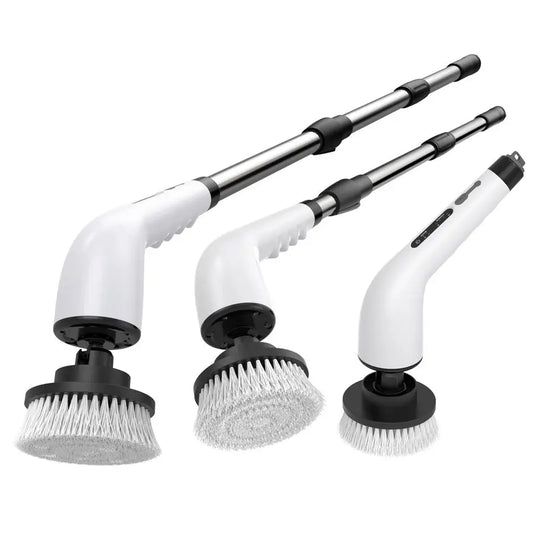 Spin Scrubber Bathroom Adjustable Handle Cordless Shower Scrubber, 2 Speeds, Bathroom Scrubber with 8 Replaceable Brush Heads, P