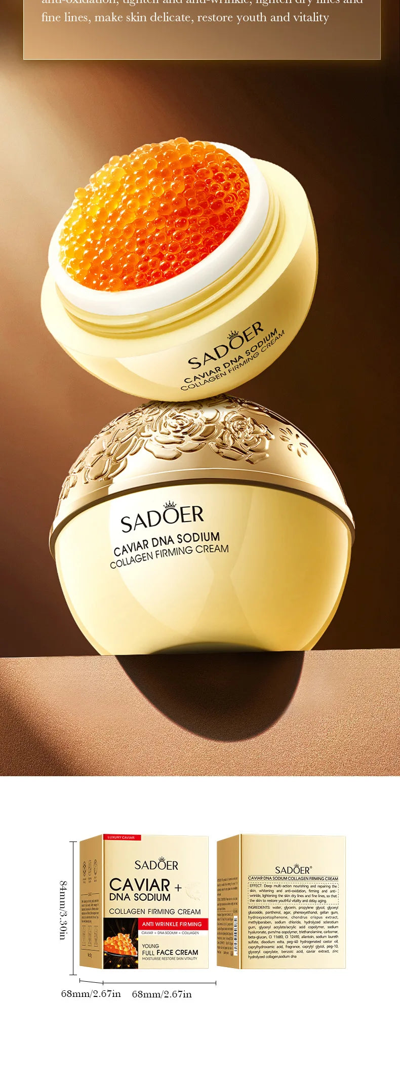 Face Cream Collagen Pearl Firming Lift Fade Fine Lines Caviar Moisturizing Smooth Brighten Korean Skin Care Product