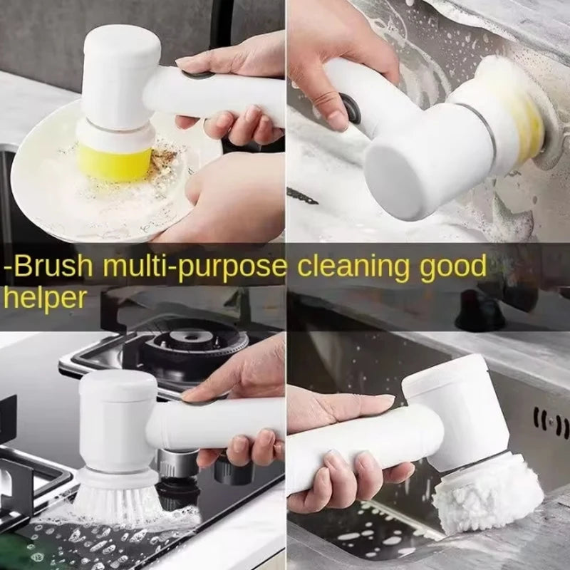 Electric Spin Scrubber,Bathroom Cleaning Brush Power Scrubber with 5 Replaceable Brush Heads, Electric Cleaning Brush