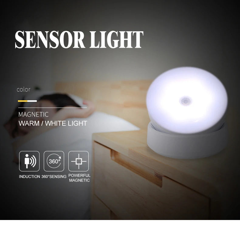 LED Night Light USB Charging Motion Sensor Light Round Energy-saving LED Lamps Sound/Light Control For Corridor Home Bathroom