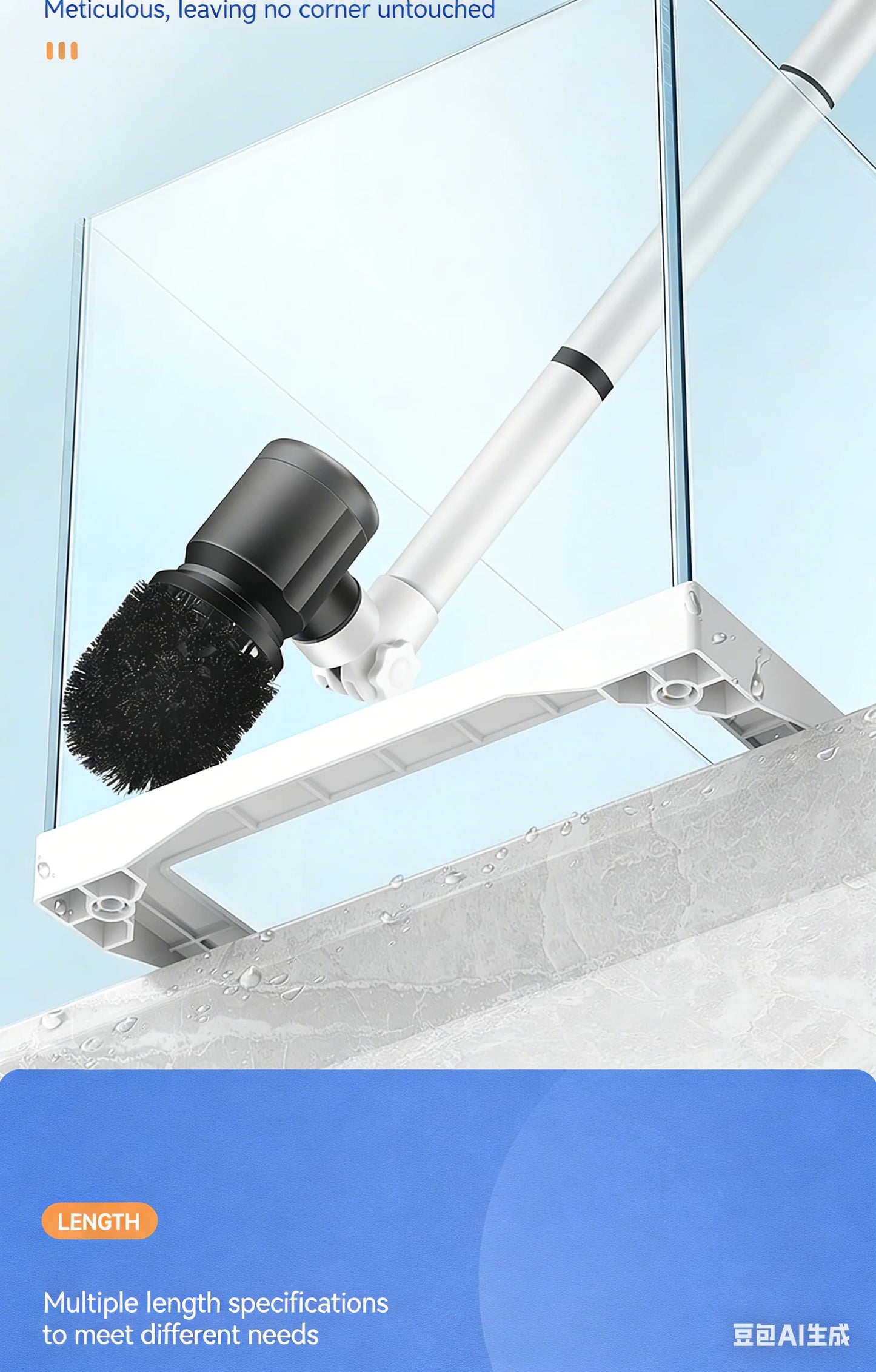 Worthlot Electric Fish Tank Brush Ipx8 Waterproof 48W 136cm Long Handle for Deep Water Work, Powerful Motor, Fish Tank and Aquarium Algae Removal Cleaning Tool