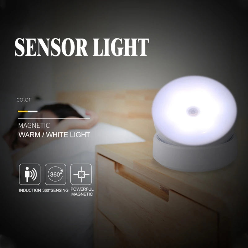 LED Night Light USB Charging Motion Sensor Light Round Energy-saving LED Lamps Sound/Light Control For Corridor Home Bathroom