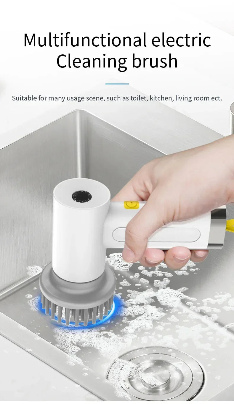 4 in 1 Electric Cleaning Brush Kitchen Cleaning Brush USB Rechargeable Handheld Electric Rotary Scrubber Household Cleaning Tool