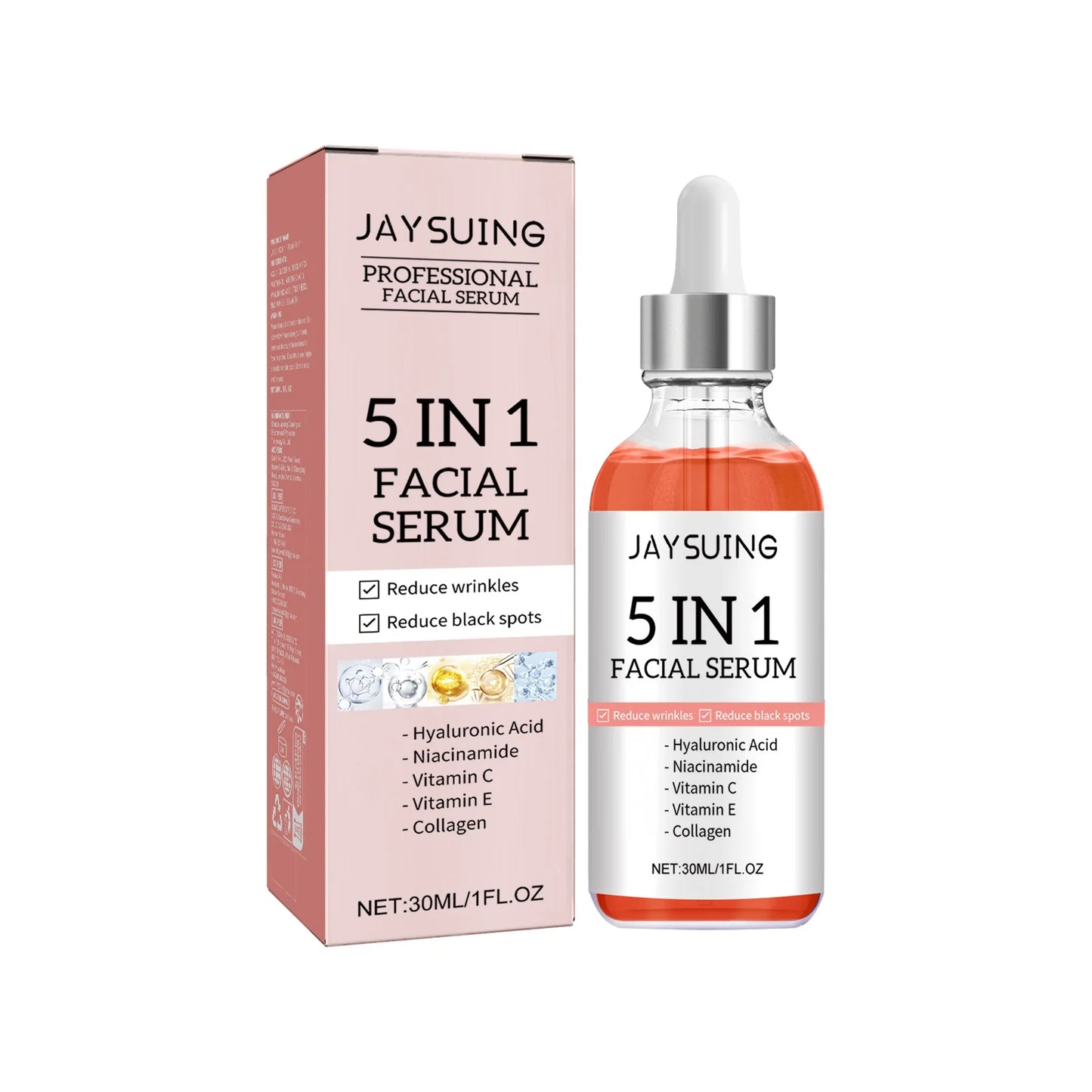 5 In 1 Anti Ag-ing Serum Fade Fine Lines Anti Wrin-kle Agin-g Lifting Tighten Remove Dark Sp-ot Pore Shrinking Whit-ening Cream