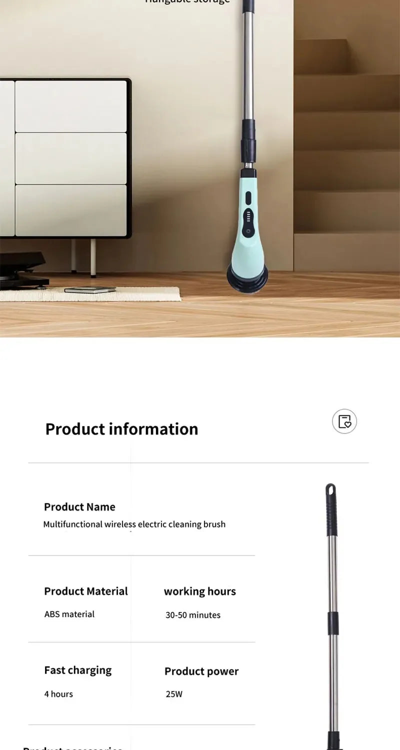 Cordless Electric Spin Cleaner Brush for Stubborn Stains and Mold Removal in Bathroom Kitchen Household