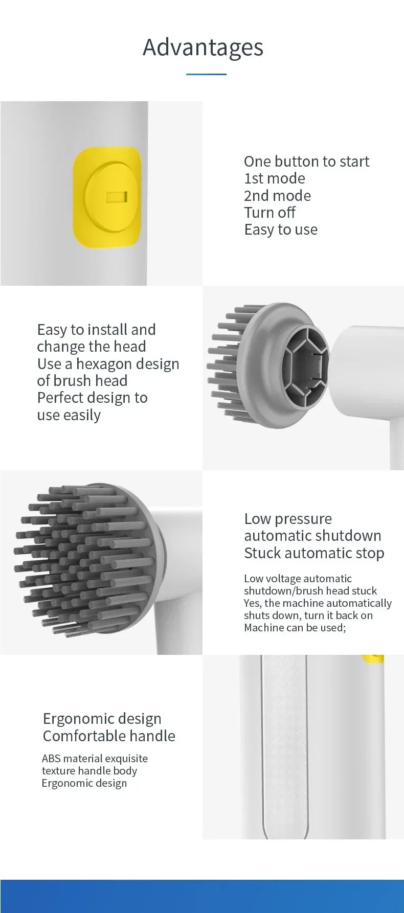 4 in 1 Electric Cleaning Brush Kitchen Cleaning Brush USB Rechargeable Handheld Electric Rotary Scrubber Household Cleaning Tool