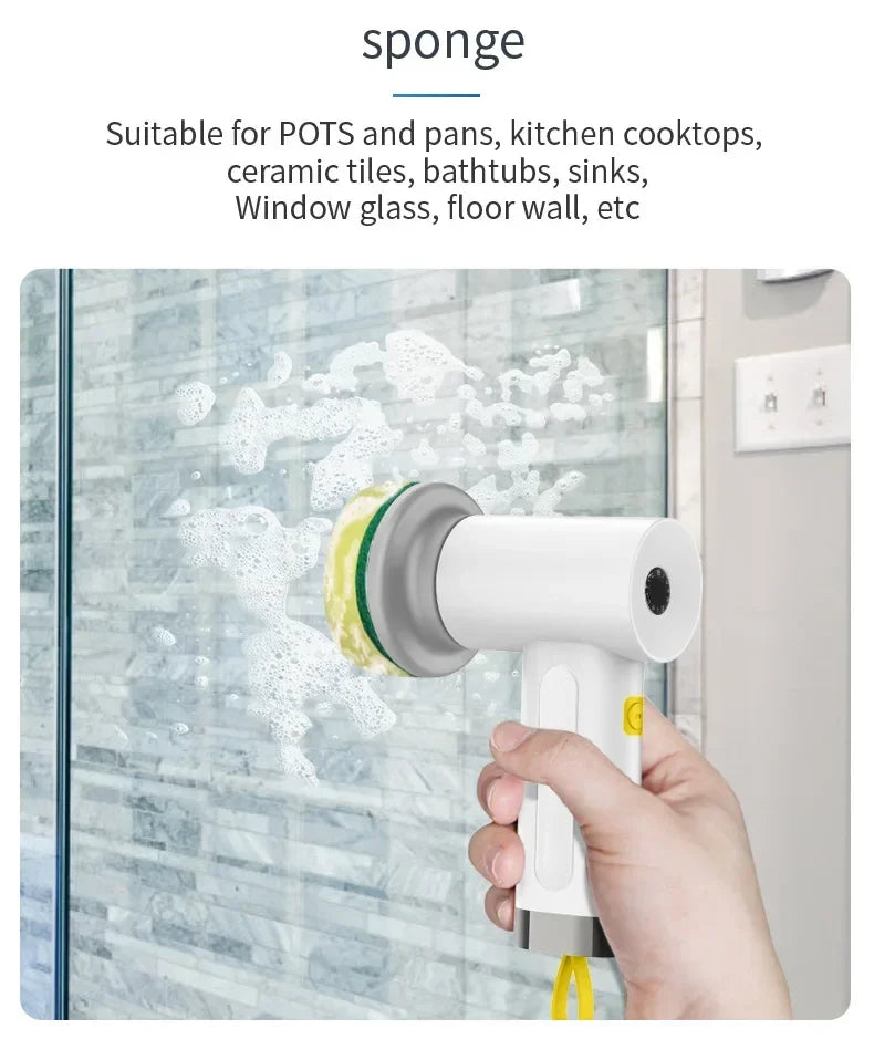4 in 1 Electric Cleaning Brush Kitchen Cleaning Brush USB Rechargeable Handheld Electric Rotary Scrubber Household Cleaning Tool