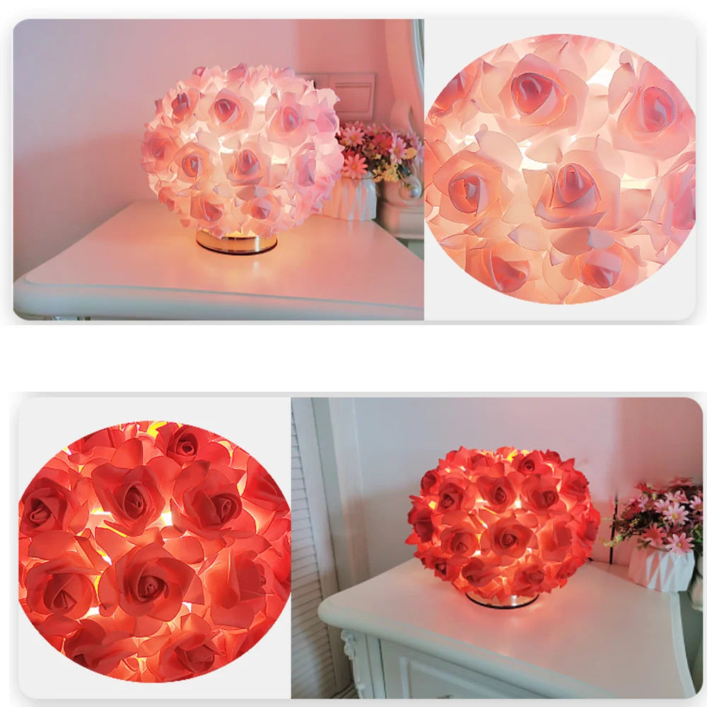 Creative Rose LED Night Light Bulb Pink Red Ambient Light Decoration Table Lamp Desk Light LED Bulb Bedside Night Light