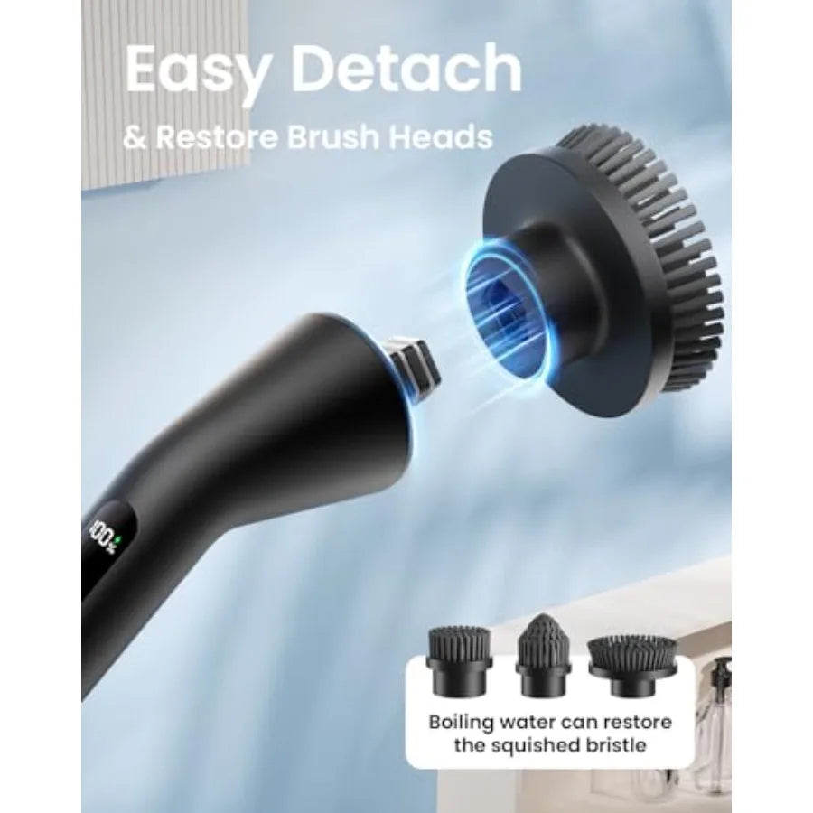 Electric Spin Scrubber 2026 Upgraded Cordless Cleaning Brush Bathroom Scrubber IPX7 Waterproof Electric Scrubber with 7 Brush H