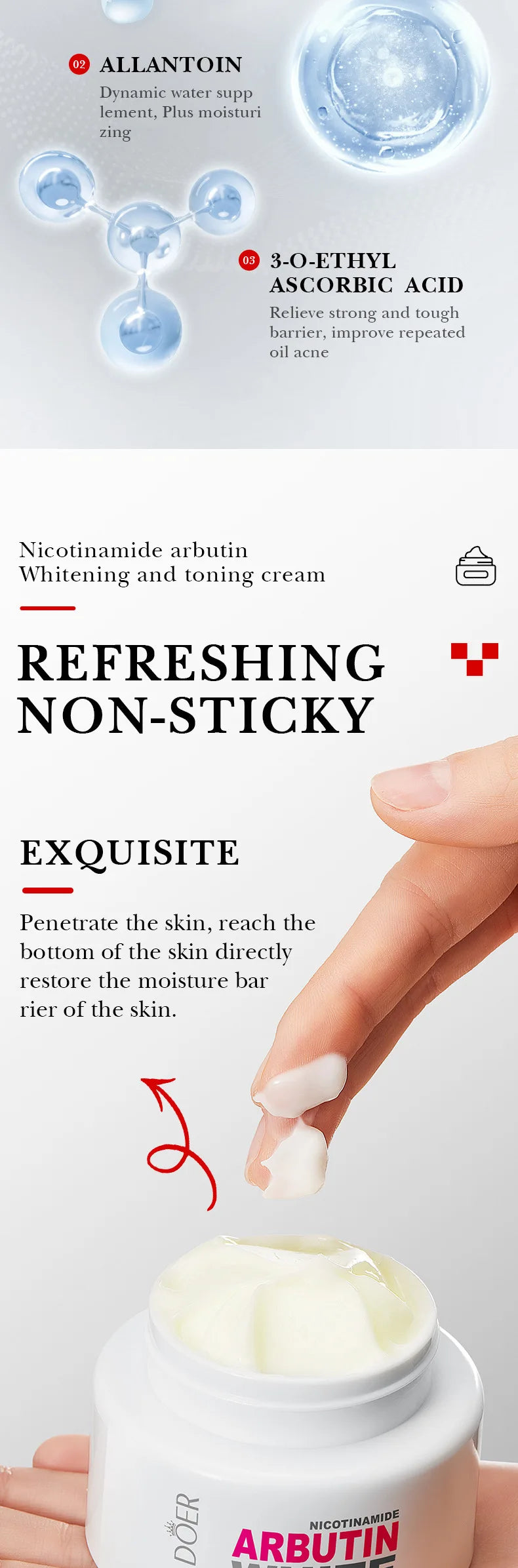 Face Care Nicotinamide Arbutin Whitening Cream Lightening Stain Whiten Cream Fade Dark Spot Face Cream Korean Skin Care Products