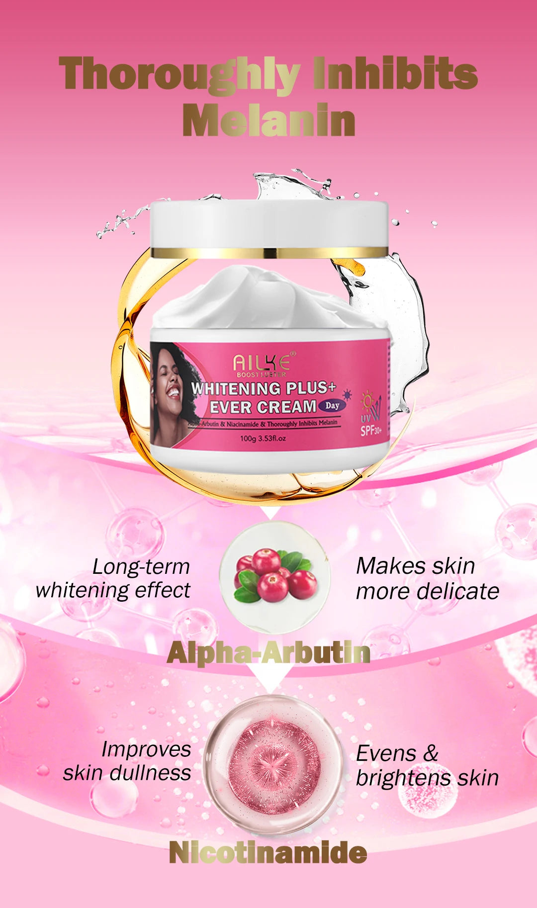 AILKE Natural Skin Brightening Set, Clean Darkness, Acne, Stains, Moisturize, Lightening, Smooth, Improve Rough and Dry Skin