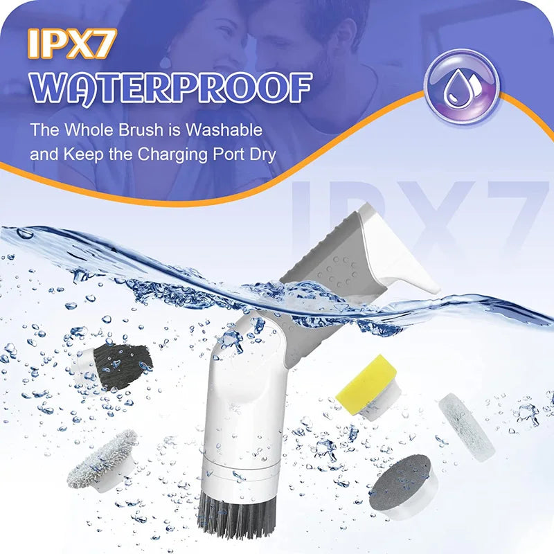 Zai Xiao Electric Spin Scrubber Wireless Power Scrubber Cleaning Brush with 4 Brush Heads for Bathroom Shower Bathtub Kitchen St